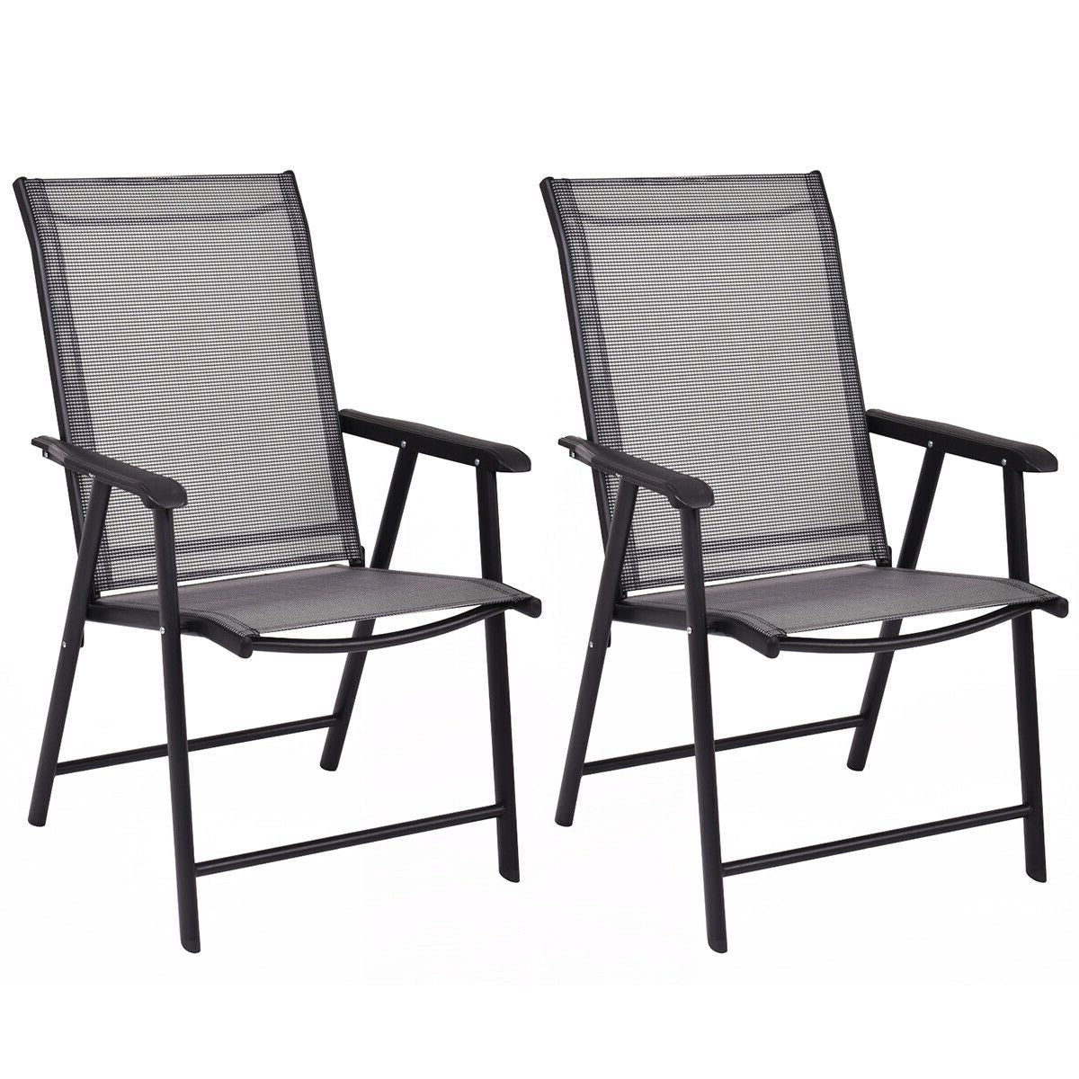 Set of 2 Outdoor Patio Folding Chairs, Gray