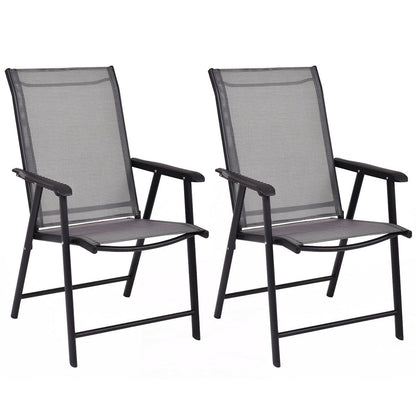 Set of 2 Outdoor Patio Folding Chairs, Gray