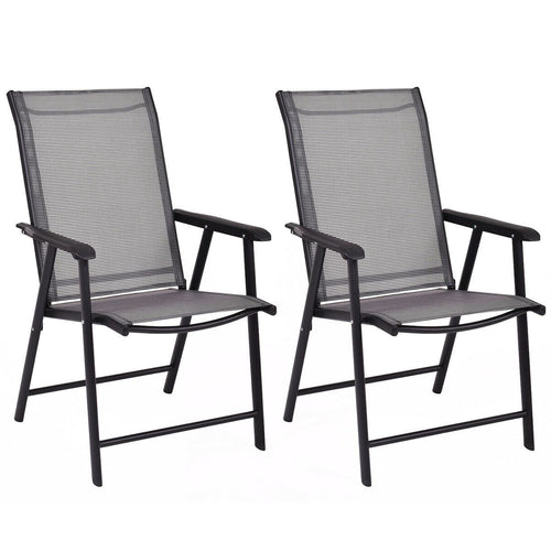 Set of 2 Outdoor Patio Folding Chairs, Gray