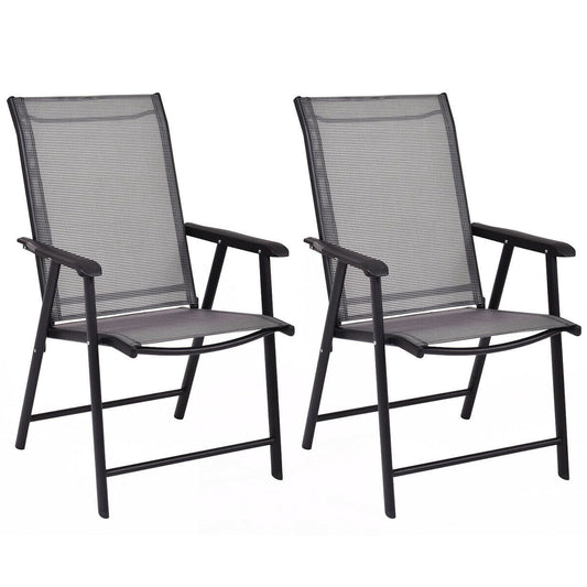 Set of 2 Outdoor Patio Folding Chairs, Gray Patio Dining Chairs Gray at Gallery Canada
