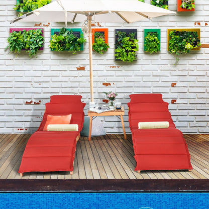 3 Pieces of Wooden Folding Patio Lounge Chair Table Set, Red Patio Conversation Sets at Gallery Canada