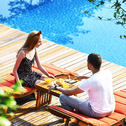 3 Pieces of Wooden Folding Patio Lounge Chair Table Set, Red Patio Conversation Sets at Gallery Canada