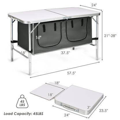 Height Adjustable Folding Camping Table, Gray Camping Furniture at Gallery Canada