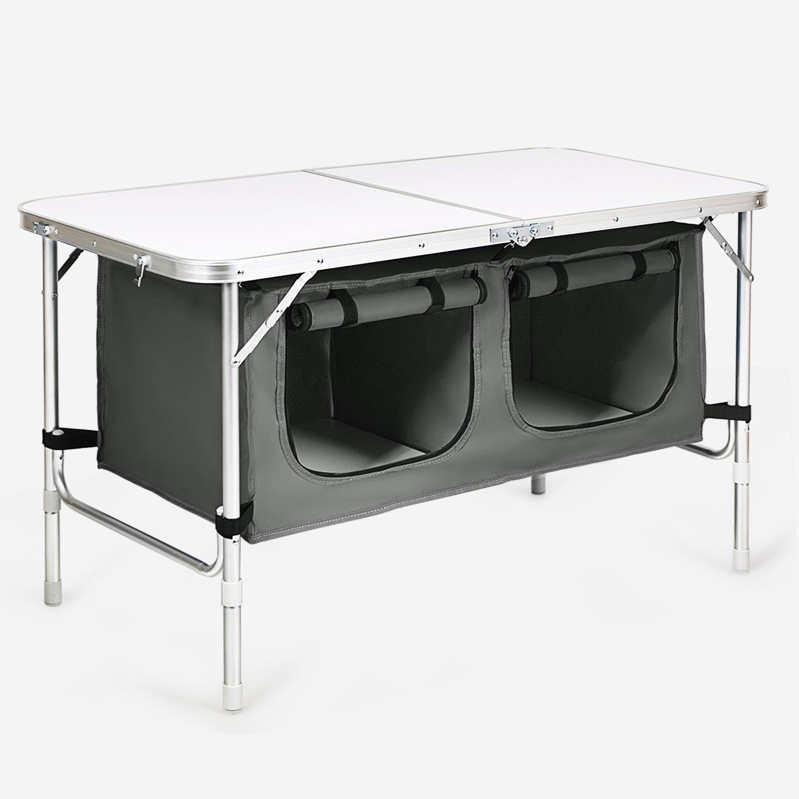 Height Adjustable Folding Camping Table, Gray Camping Furniture at Gallery Canada