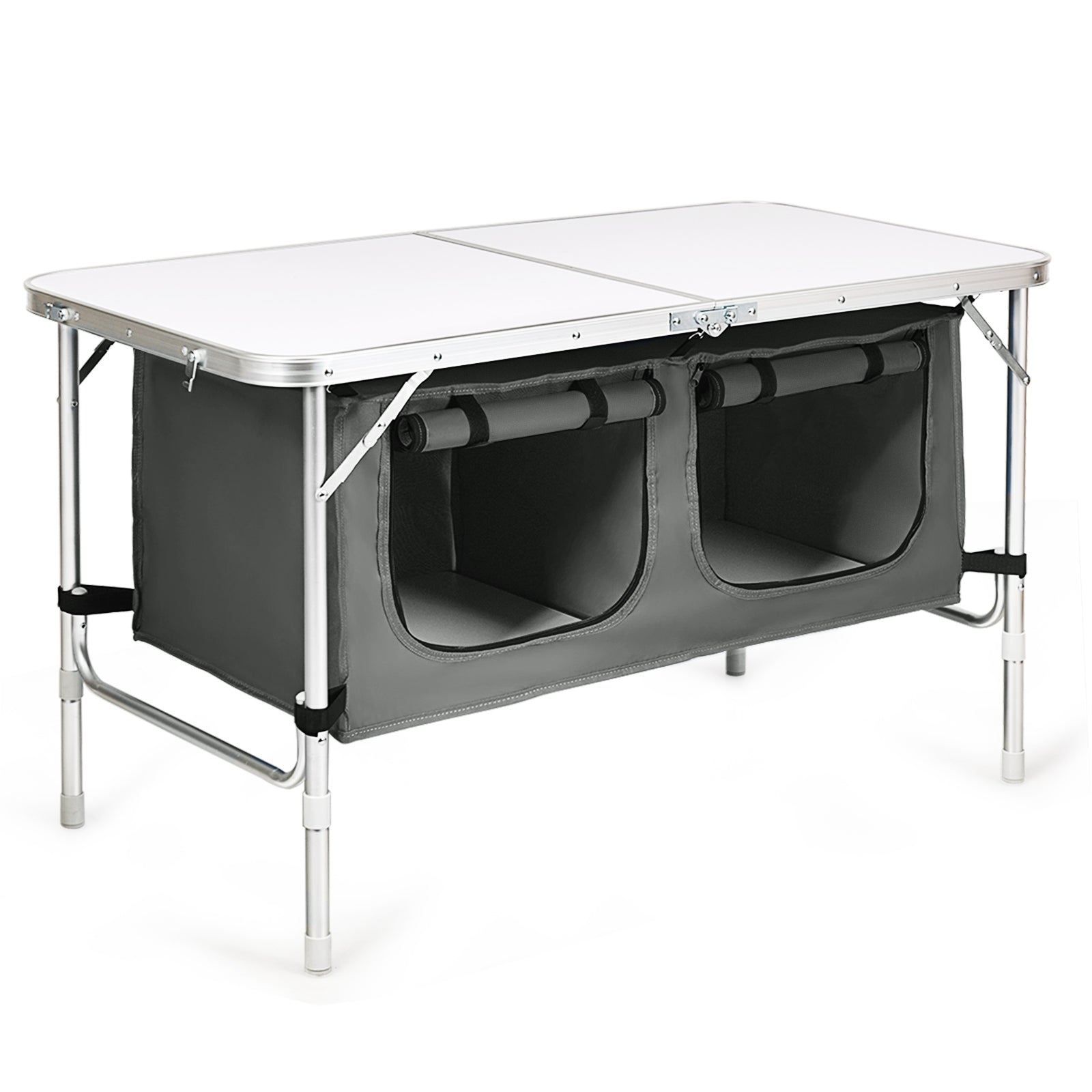 Height Adjustable Folding Camping Table, Gray Camping Furniture Gray at Gallery Canada