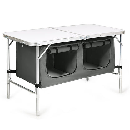 Height Adjustable Folding Camping Table, Gray Camping Furniture Gray at Gallery Canada