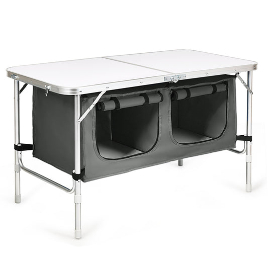Height Adjustable Folding Camping Table, Gray Camping Furniture Gray at Gallery Canada