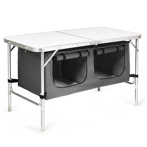 Height Adjustable Folding Camping  Table, Gray