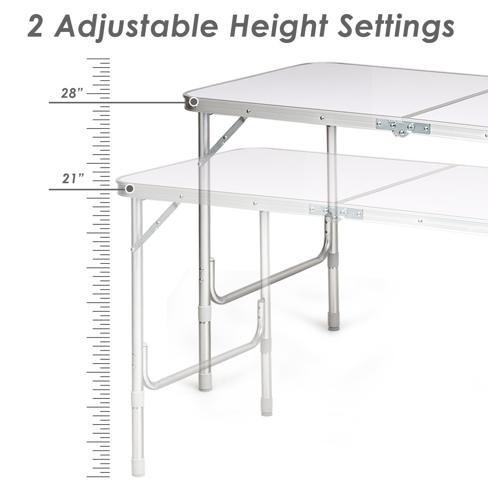 Height Adjustable Folding Camping Table, Gray Camping Furniture at Gallery Canada