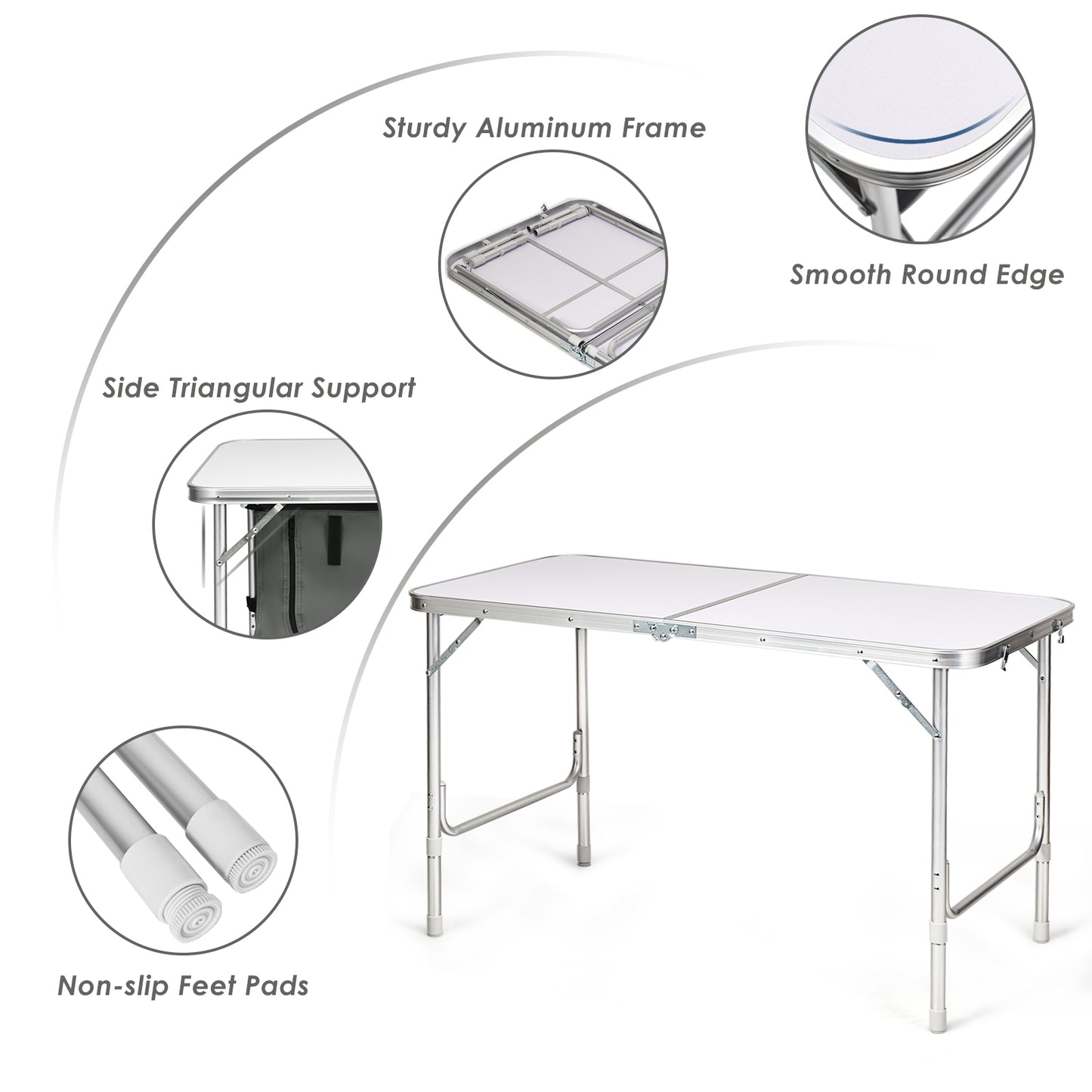Height Adjustable Folding Camping Table, Gray Camping Furniture at Gallery Canada