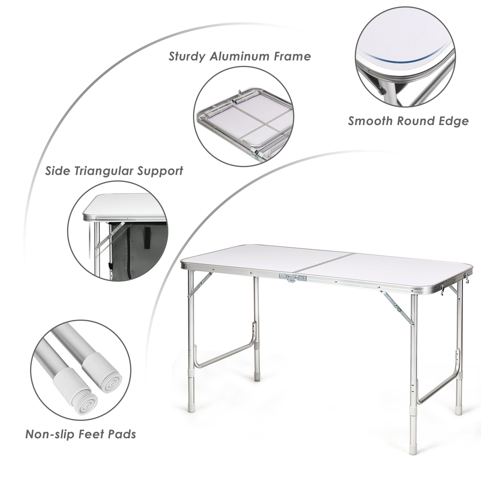 Height Adjustable Folding Camping Table, Gray Camping Furniture at Gallery Canada