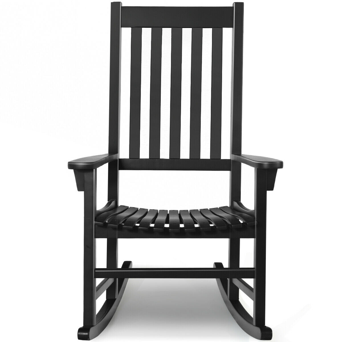 Indoor Outdoor Wooden High Back Rocking Chair, Black Patio Rocking Chairs & Gliders at Gallery Canada