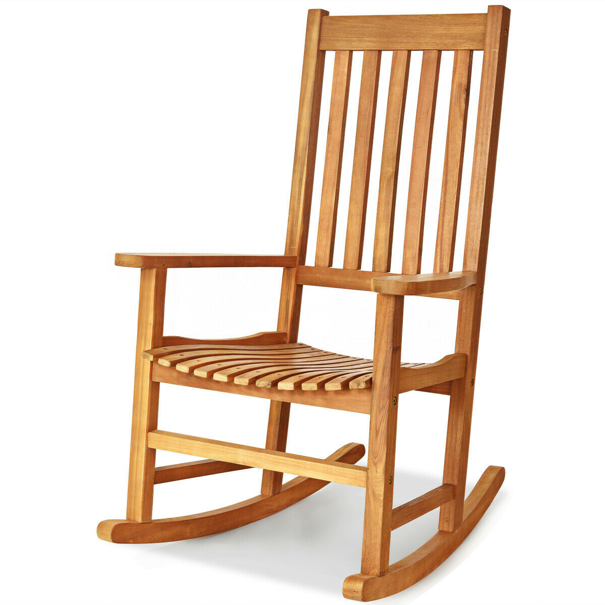 Indoor Outdoor Wooden High Back Rocking Chair, Natural Patio Rocking Chairs & Gliders at Gallery Canada