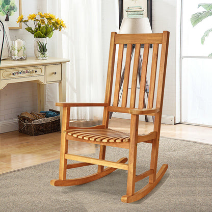 Indoor Outdoor Wooden High Back Rocking Chair, Natural Patio Rocking Chairs & Gliders at Gallery Canada
