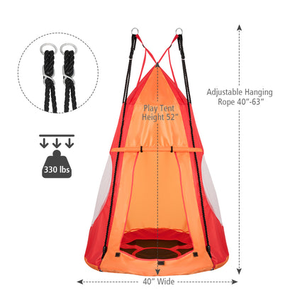 2-in-1 40 Inch Kids Hanging Chair Detachable Swing Tent Set, Orange Swing & Playsets at Gallery Canada