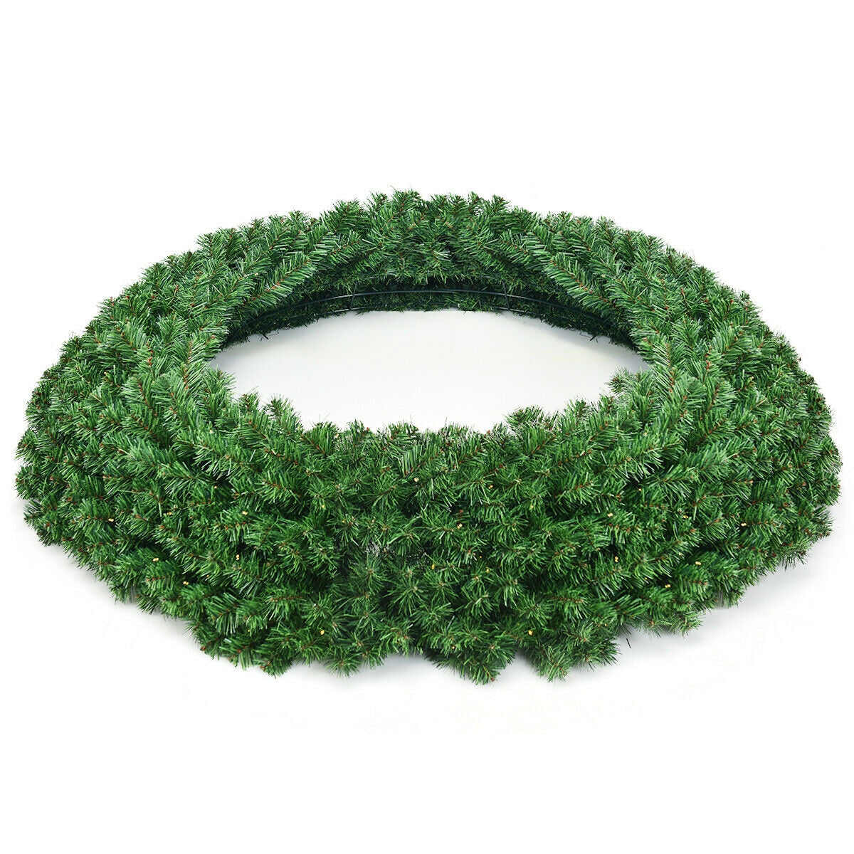 48 Inch Pre-Lit Cordless Artificial Christmas Wreath, Green Christmas Decor & Accessories at Gallery Canada