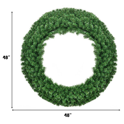 48 Inch Pre-Lit Cordless Artificial Christmas Wreath, Green Christmas Decor & Accessories at Gallery Canada