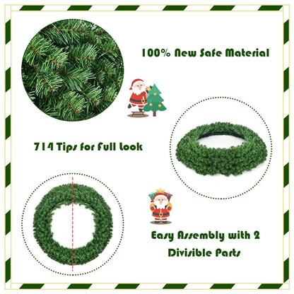 48 Inch Pre-Lit Cordless Artificial Christmas Wreath, Green Christmas Decor & Accessories at Gallery Canada