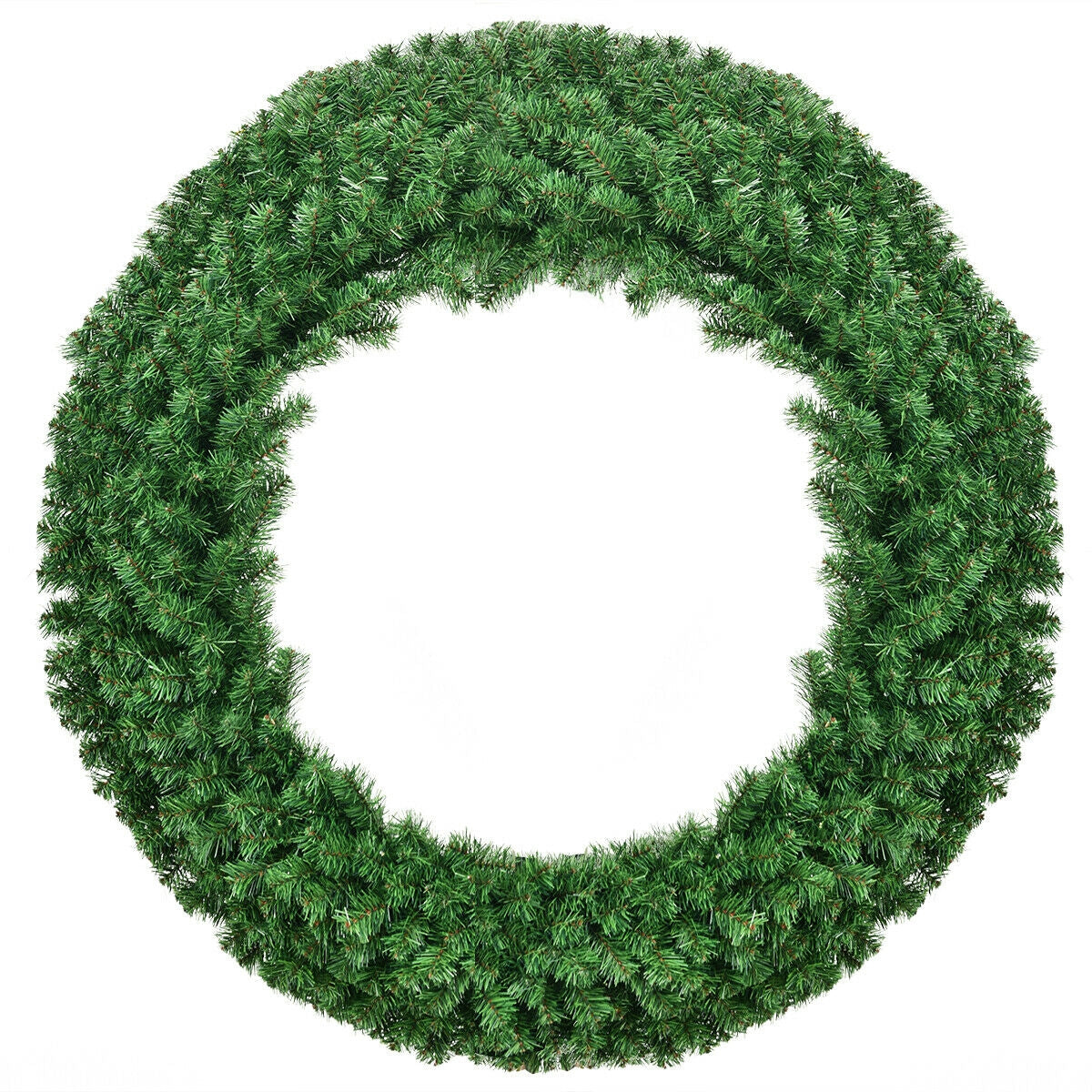 48 Inch Pre-Lit Cordless Artificial Christmas Wreath, Green Christmas Decor & Accessories Green at Gallery Canada