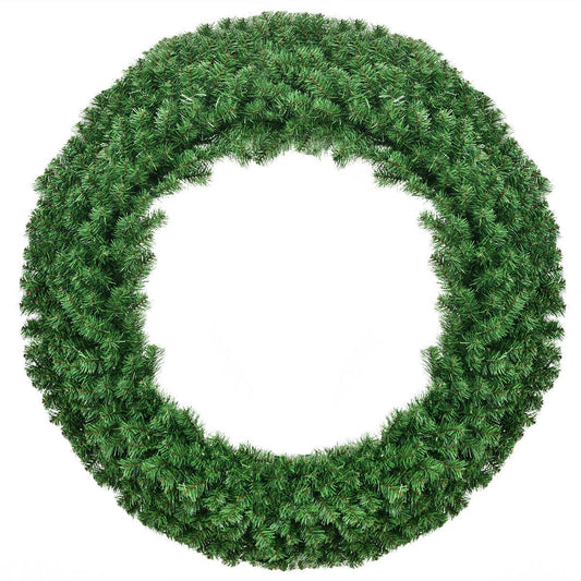 48 Inch Pre-Lit Cordless Artificial Christmas Wreath, Green Christmas Decor & Accessories Green at Gallery Canada