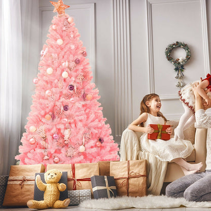 7.5 Feet Hinged Artificial Christmas Tree Full Fir Tree, Pink Christmas Tree at Gallery Canada