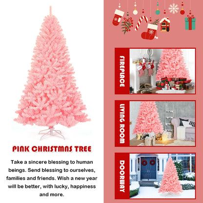 7.5 Feet Hinged Artificial Christmas Tree Full Fir Tree, Pink Christmas Tree at Gallery Canada