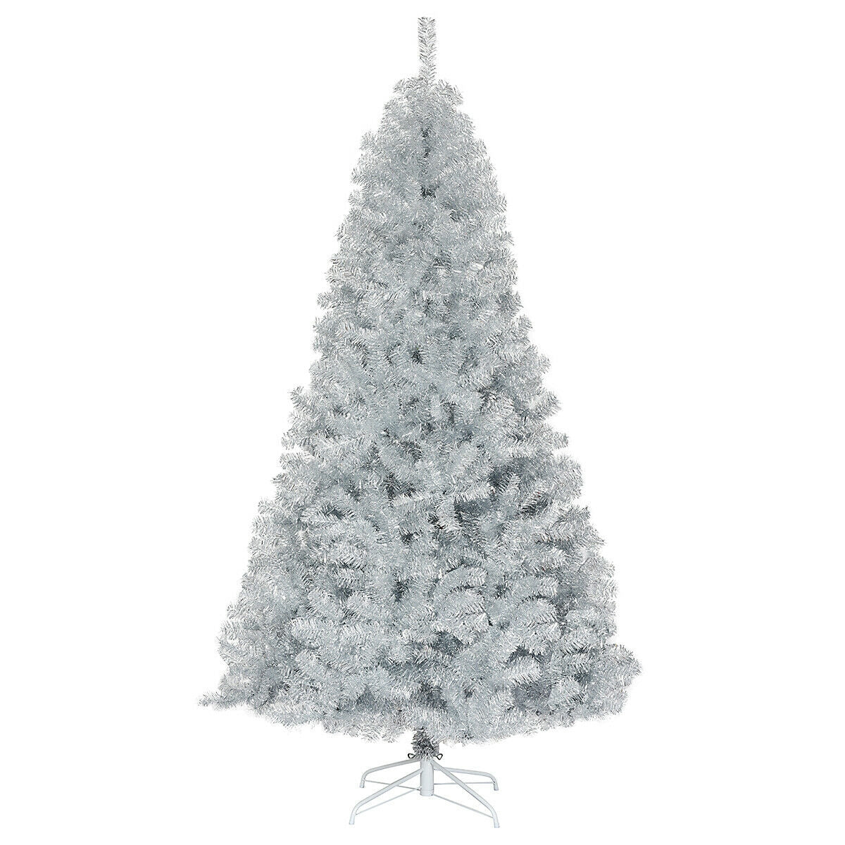 7.5 Ft Hinged Unlit Artificial Silver Tinsel Christmas Tree, Silver Christmas Tree Silver at Gallery Canada