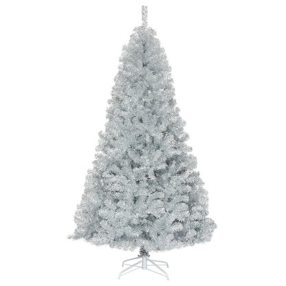 7.5 Ft Hinged Unlit Artificial Silver Tinsel Christmas Tree, Silver Christmas Tree Silver at Gallery Canada