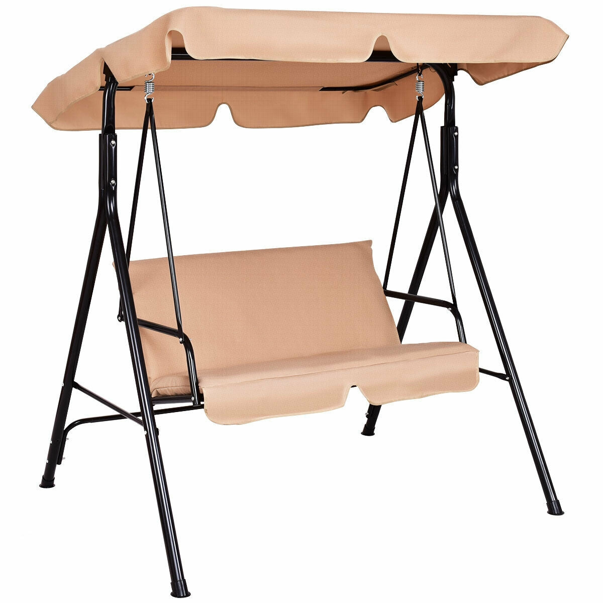 Patio Steel Frame Swing Glider Loveseat, Beige Porch Swings at Gallery Canada