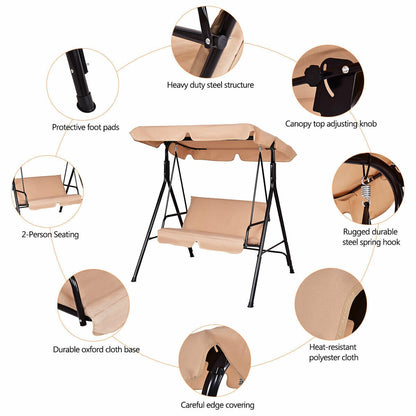 Loveseat Cushioned Patio Steel Frame Swing Glider , Beige Porch Swings at Gallery Canada