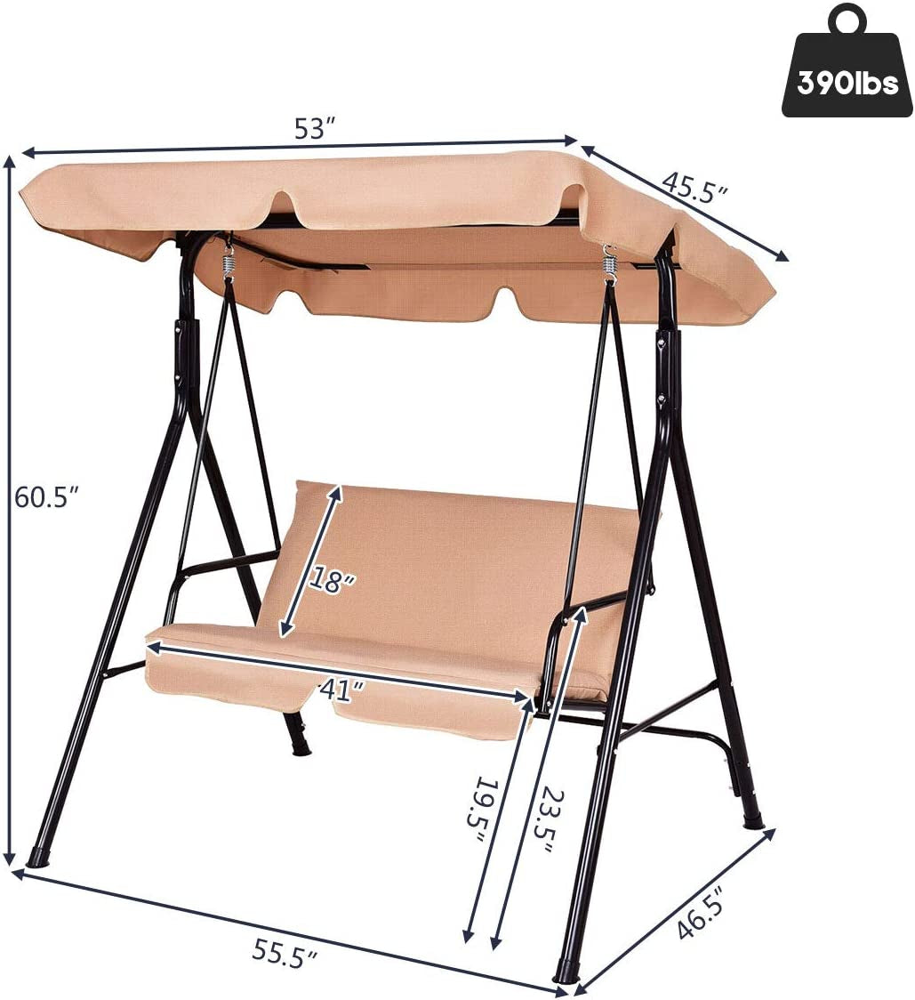 Loveseat Cushioned Patio Steel Frame Swing Glider , Beige Porch Swings at Gallery Canada
