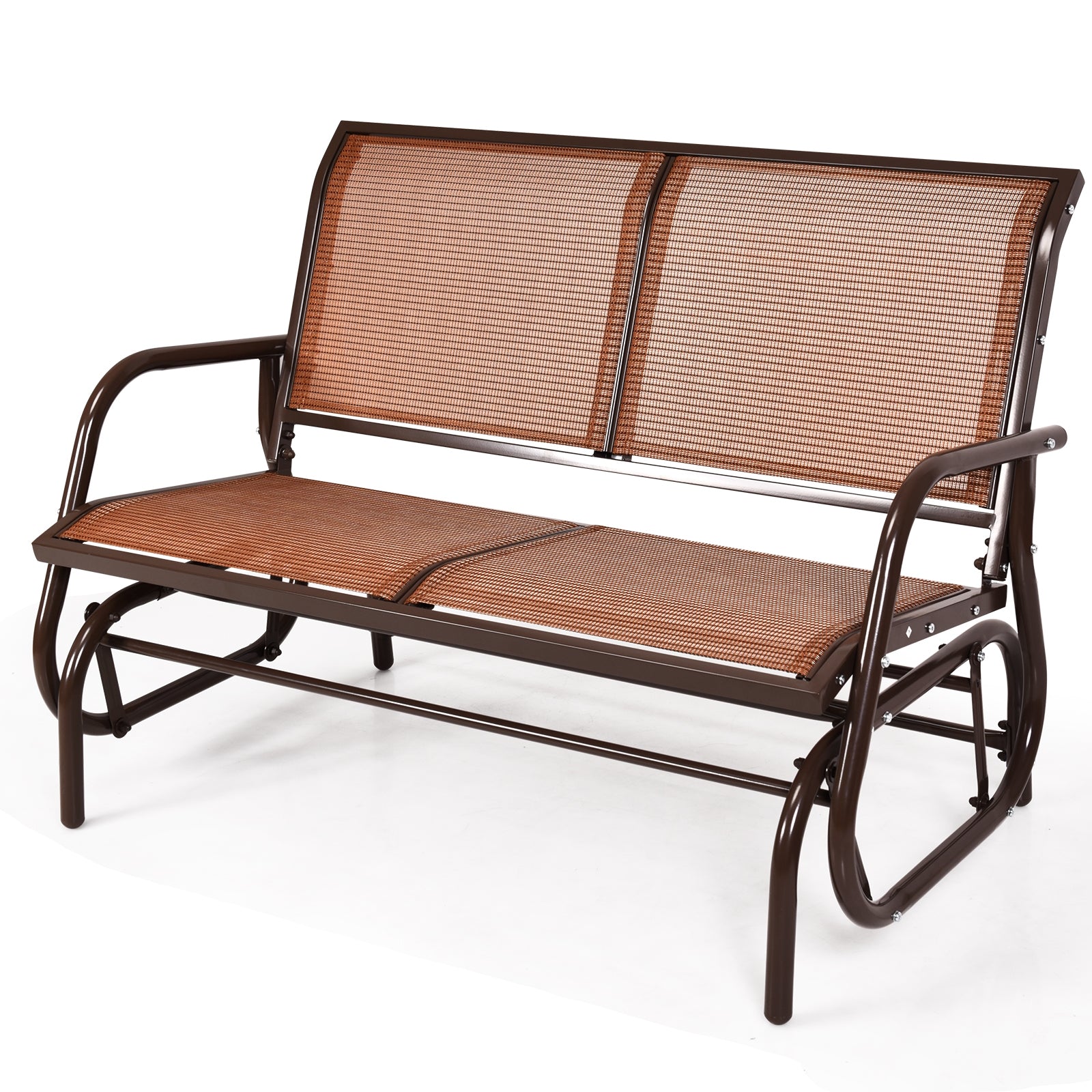Swing Glider Chair 48 Inch Loveseat Rocker Lounge Backyard, Brown Patio Rocking Chairs & Gliders at Gallery Canada