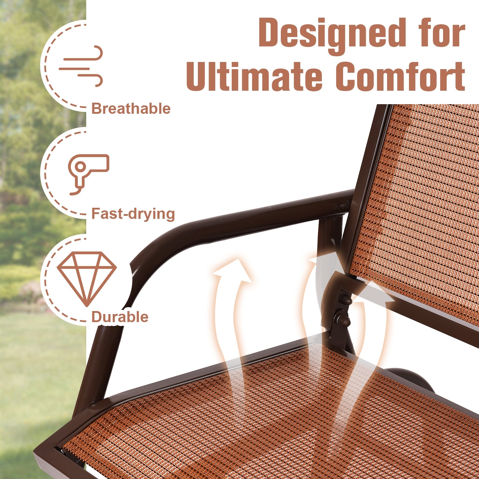 Swing Glider Chair 48 Inch Loveseat Rocker Lounge Backyard, Brown Patio Rocking Chairs & Gliders at Gallery Canada