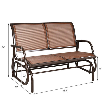Swing Glider Chair 48 Inch Loveseat Rocker Lounge Backyard, Brown Patio Rocking Chairs & Gliders at Gallery Canada