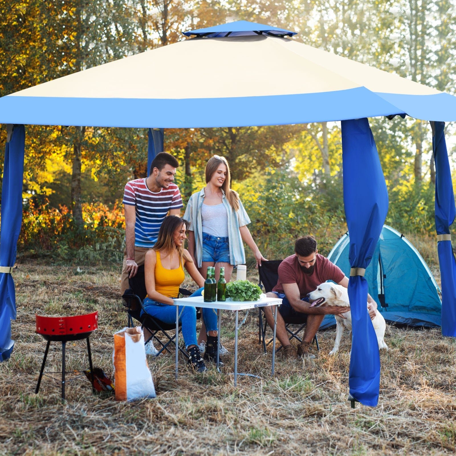 13 Feet x 13 Feet Pop Up Canopy Tent Instant Outdoor Folding Canopy Shelter, Blue Gazebos at Gallery Canada