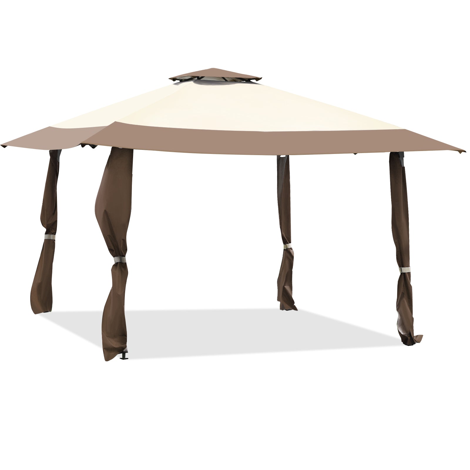 13 Feet x 13 Feet Pop Up Canopy Tent, Instant Outdoor Folding Shelter, Brown Gazebos at Gallery Canada