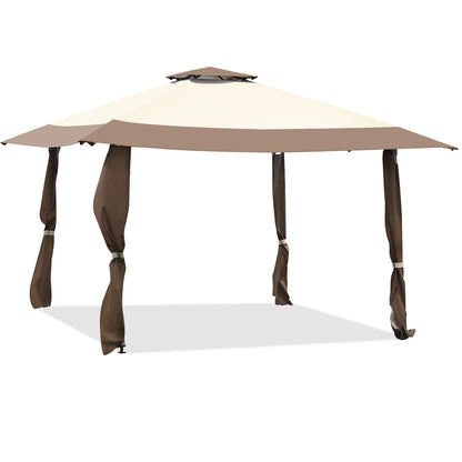 13 Feet x 13 Feet Pop Up Canopy Tent, Instant Outdoor Folding Shelter, Brown Gazebos at Gallery Canada