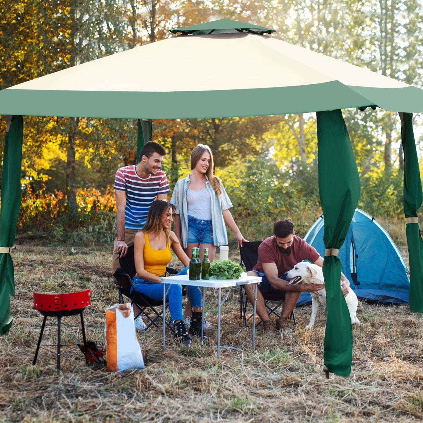 13 Feet x 13 Feet Pop Up Canopy Tent Instant Outdoor Folding Canopy Shelter, Green Gazebos at Gallery Canada