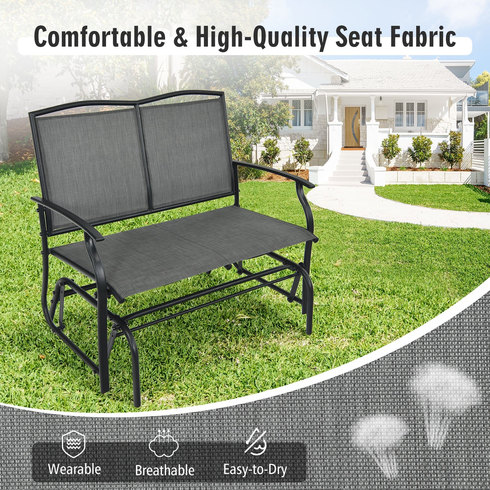 Iron Patio Rocking Chair for Outdoor Backyard and Lawn, Gray Patio Rocking Chairs & Gliders at Gallery Canada