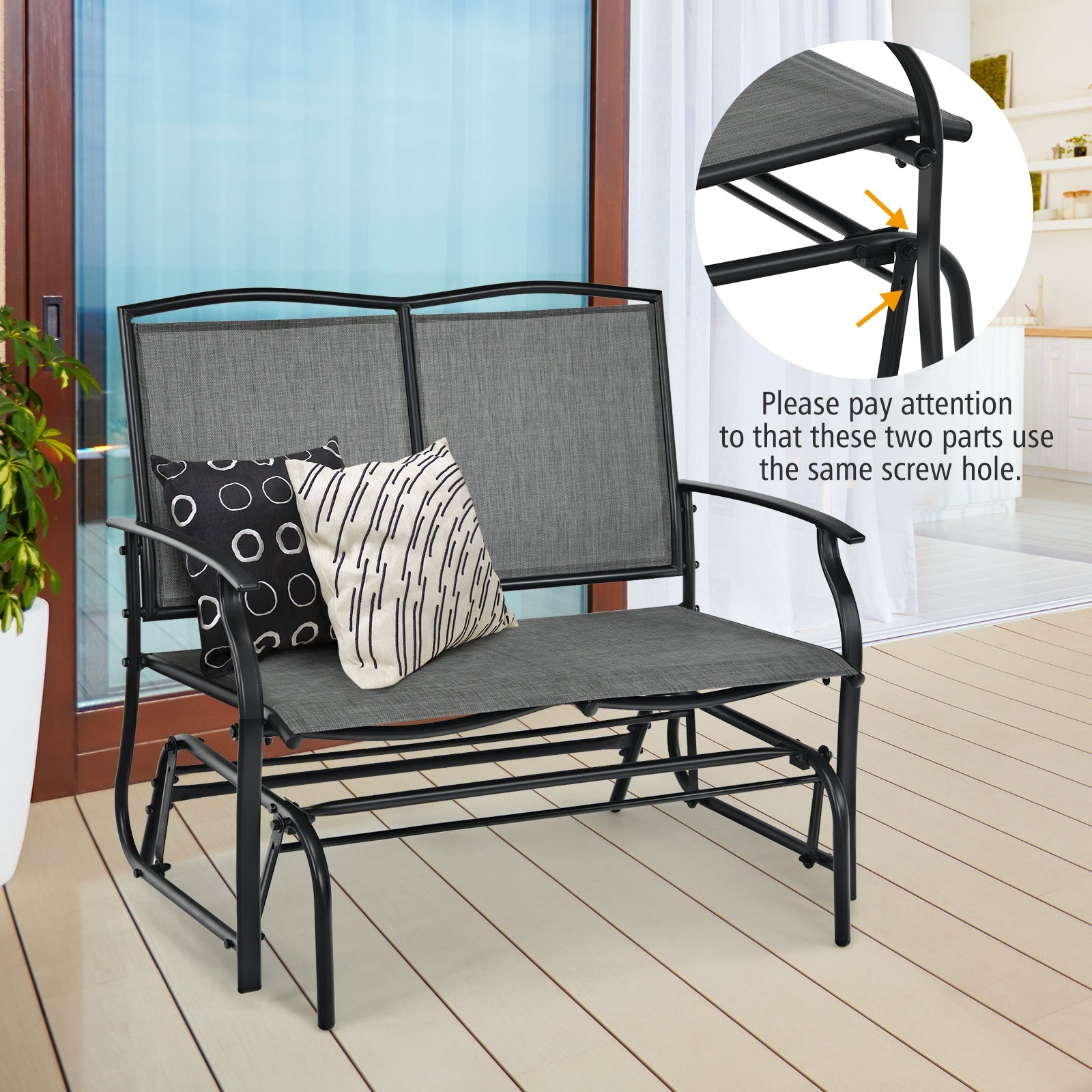 Iron Patio Rocking Chair for Outdoor Backyard and Lawn, Gray Patio Rocking Chairs & Gliders at Gallery Canada