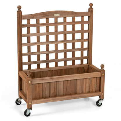 32in Wood Planter Box With Trellis, Raised Bed, Brown Raised Garden Beds at Gallery Canada