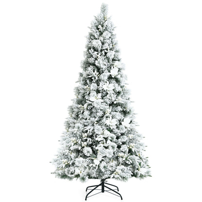 7 Feet Snow Flocked Christmas Tree, Poinsettia Flowers, White Christmas Tree at Gallery Canada