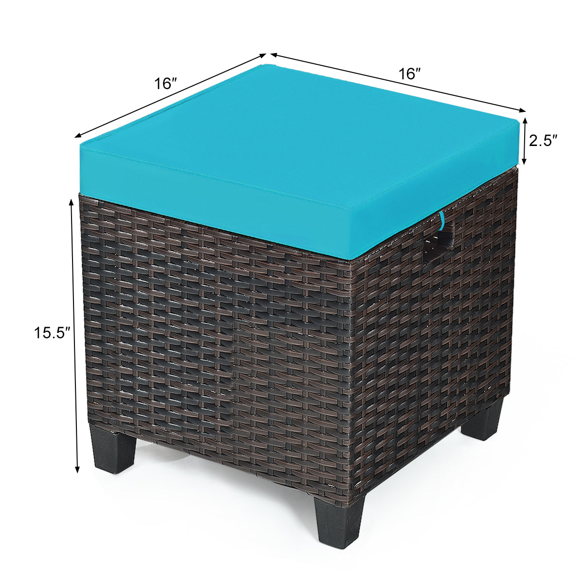 2PCS Patio Rattan Ottoman Cushioned Seat, Blue Outdoor Seating & Patio Chairs at Gallery Canada