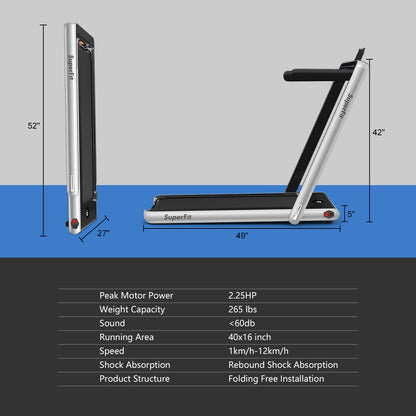 2-In-1 Electric Folding Treadmill, Dual Display, Silver Treadmills at Gallery Canada