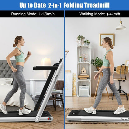 2-In-1 Electric Folding Treadmill, Dual Display, Silver Treadmills at Gallery Canada