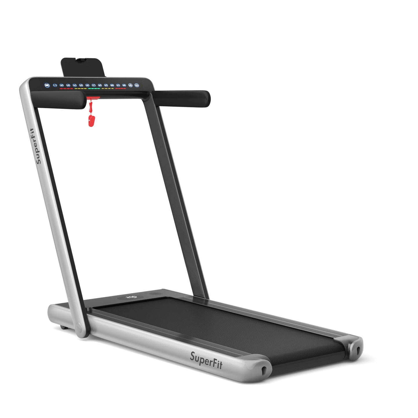 2-In-1 Electric Folding Treadmill, Dual Display, Silver Treadmills Silver at Gallery Canada