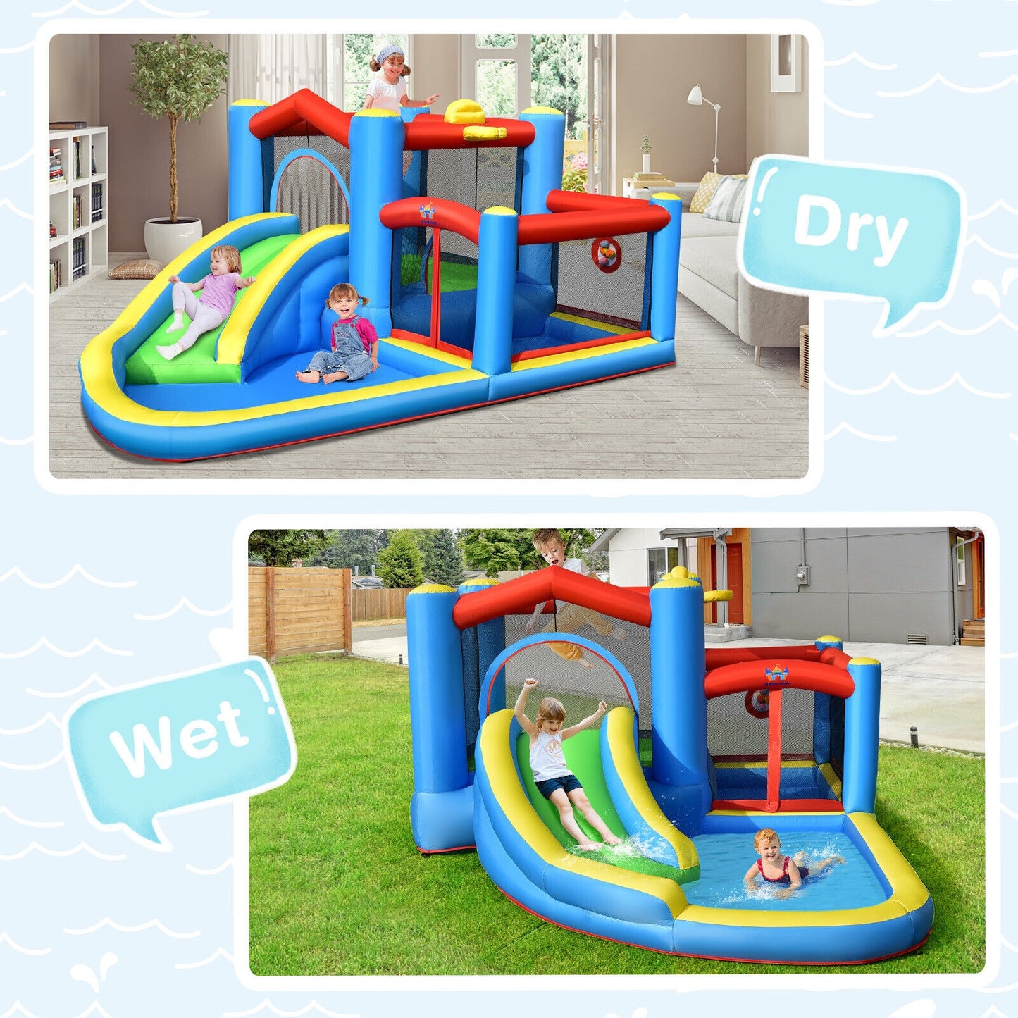 Inflatable Kids Water Slide Bounce Castle with 480W Blower Bounce House at Gallery Canada