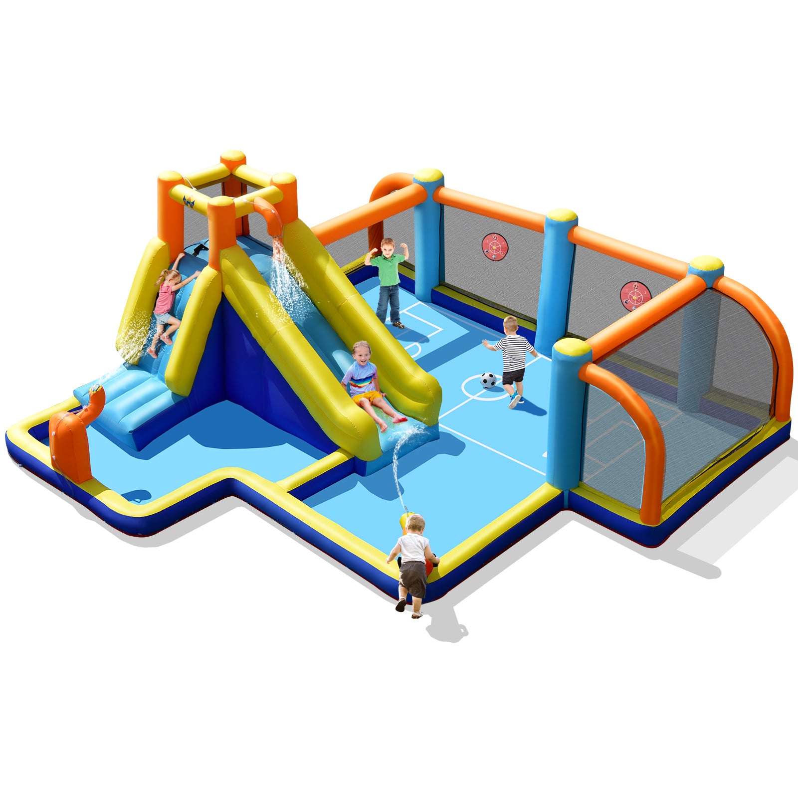 Giant Soccer Themed Inflatable Water Slide Bouncer with Splash Pool without Blower Bounce House multicolor at Gallery Canada