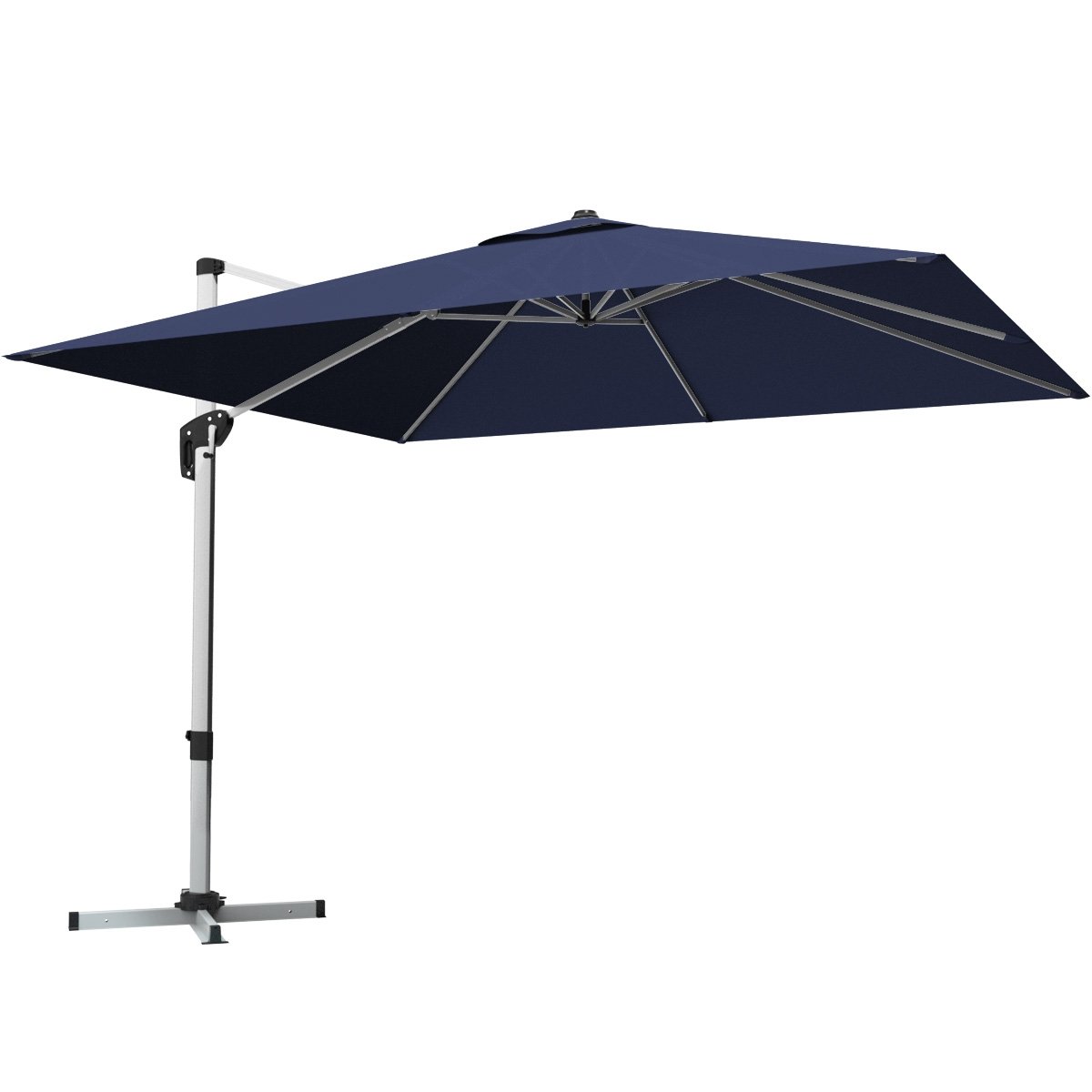 10 Feet 360° Tilt Aluminum Square Patio Umbrella without Weight Base, Navy Outdoor Umbrellas at Gallery Canada