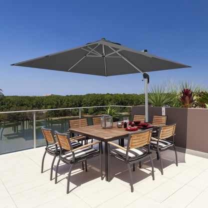 10 Feet 360° Tilt Aluminum Square Patio Umbrella without Weight Base, Gray Outdoor Umbrellas at Gallery Canada